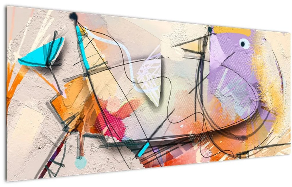 Tablou - Abstract, pasăre (120x50 cm)