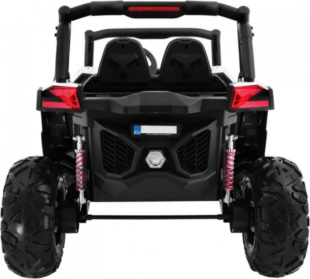 Masinuta Electrica cu acumulator pentru copii NOVOKIDS™ Buggy UTV , 2 locuri, 3-12 ani , max 50 kg , 2 Baterii de 12V, Lungime 124 cm, Alb cu Negru
