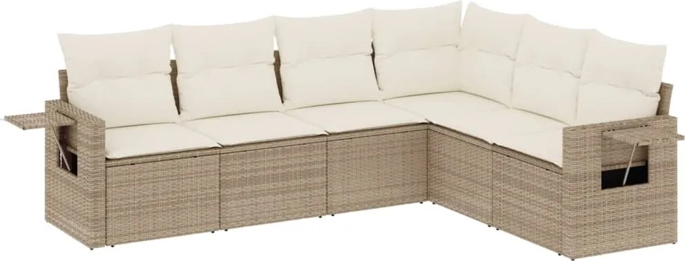 vidaXL Set canapele de grădină cu perne, 6 piese, bej, poliratan