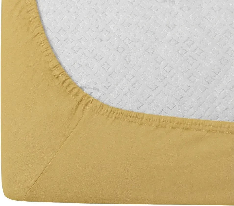 Cearsaf jersey BASIC galben 90 x 200 cm