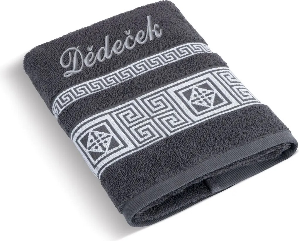 Prosop cu broderie Grandfather gri închis , 50 x 100 cm