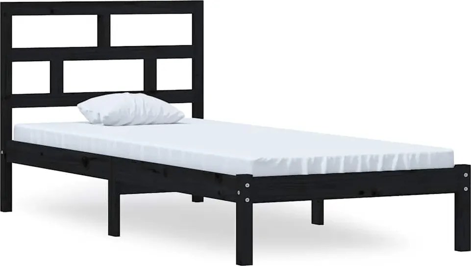 vidaXL Cadru de pat, 100x200 cm, negru, lemn masiv de pin