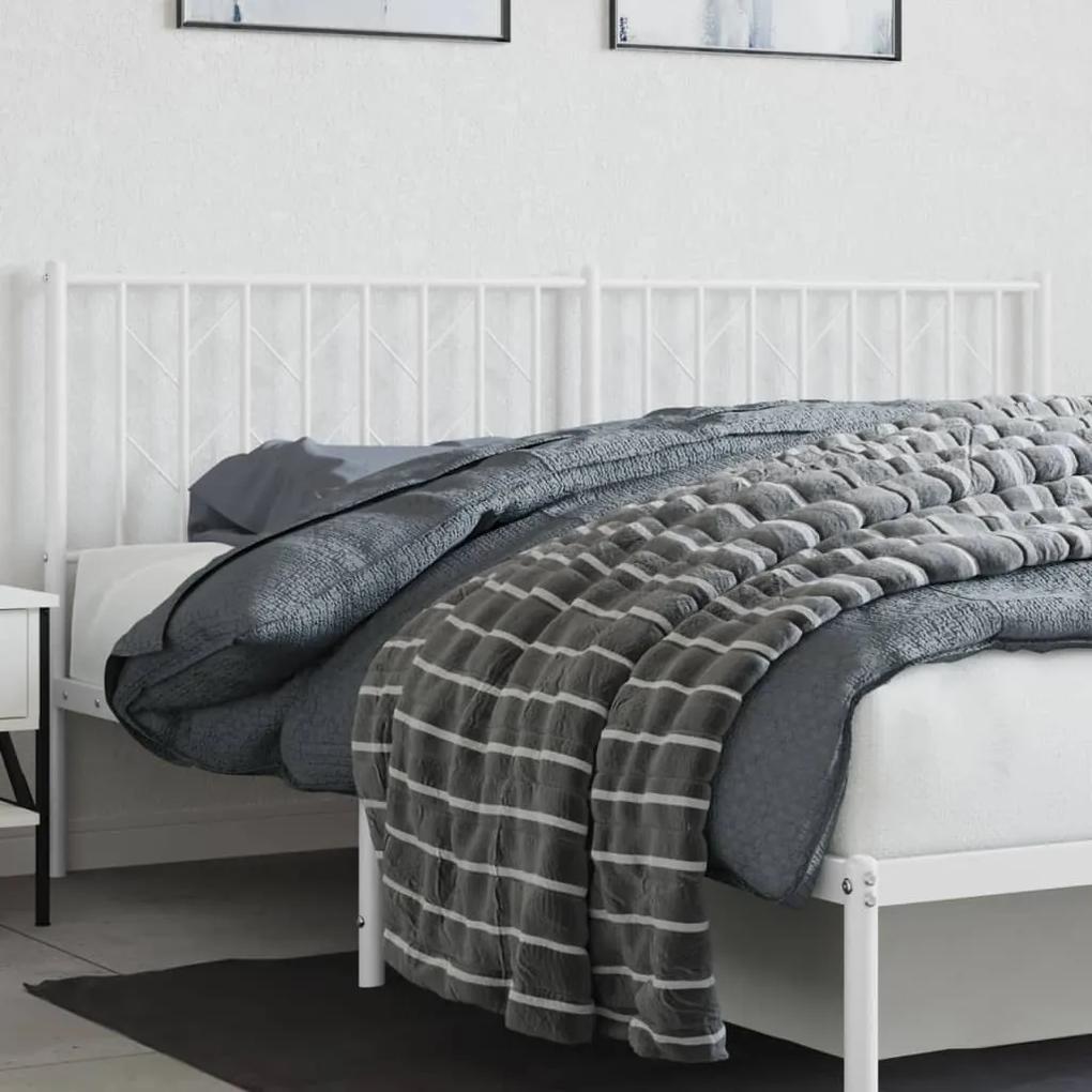 374522 vidaXL Tăblie de pat metalică, alb, 180 cm