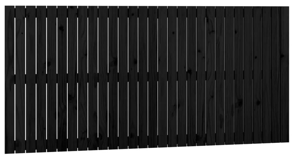 824917 vidaXL Tăblie de pat pentru perete, negru, 185x3x90 cm, lemn masiv pin