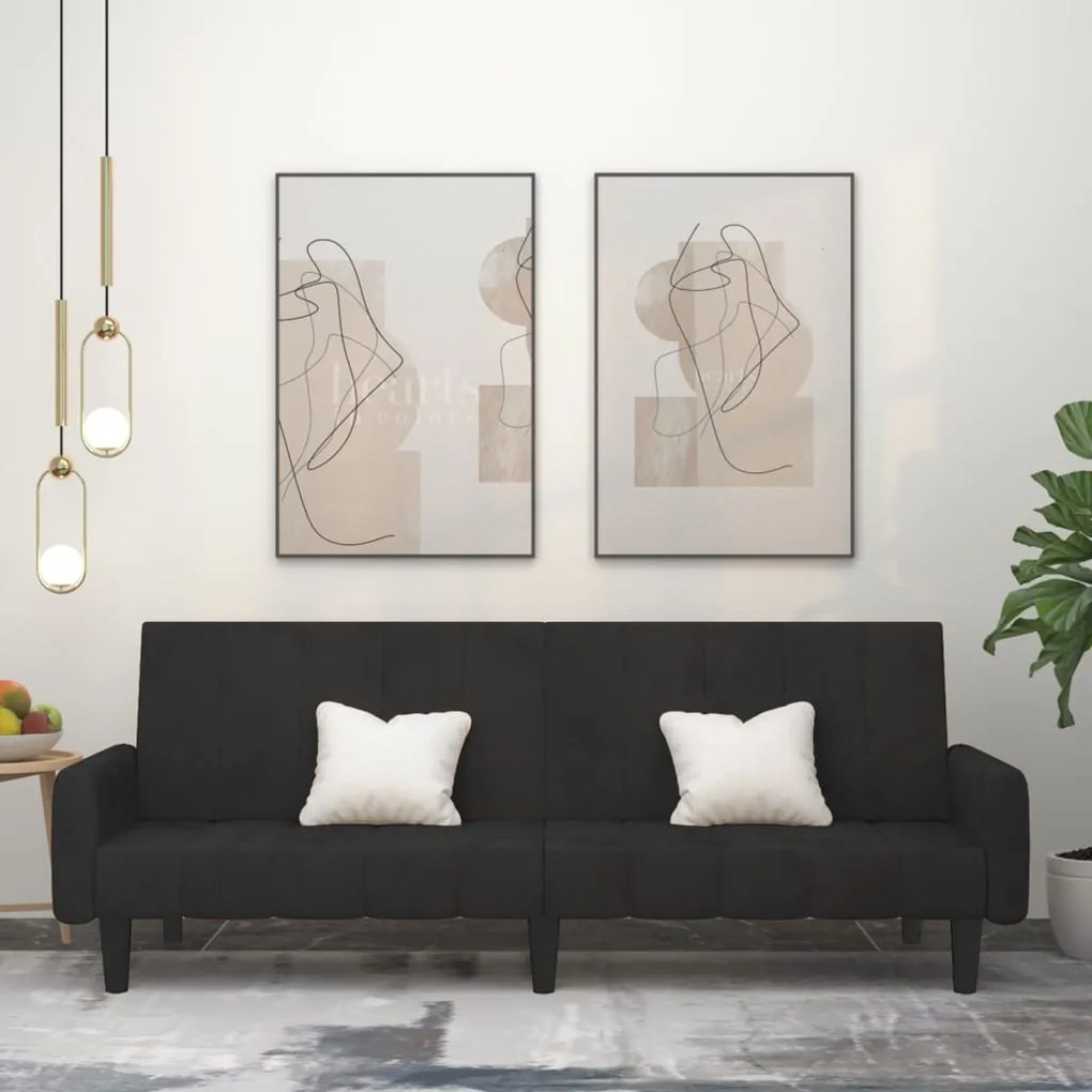 337385 vidaXL Canapea extensibilă cu 2 locuri, negru, catifea