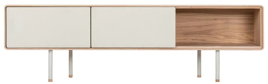 Comodă TV albă/în culoare naturală din lemn de stejar 160x48 cm Fina – Gazzda