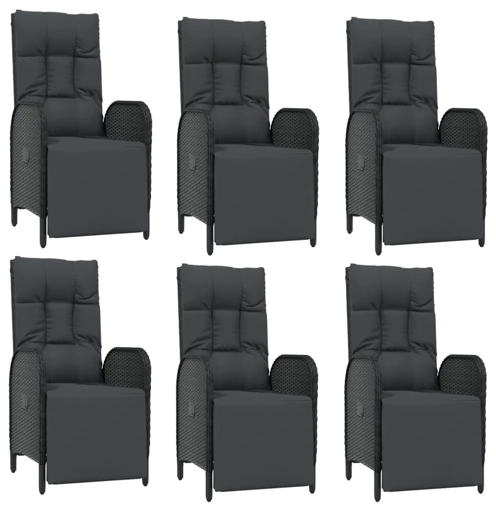 Set mobilier de grădină cu perne, 7 piese, negru/gri, poliratan