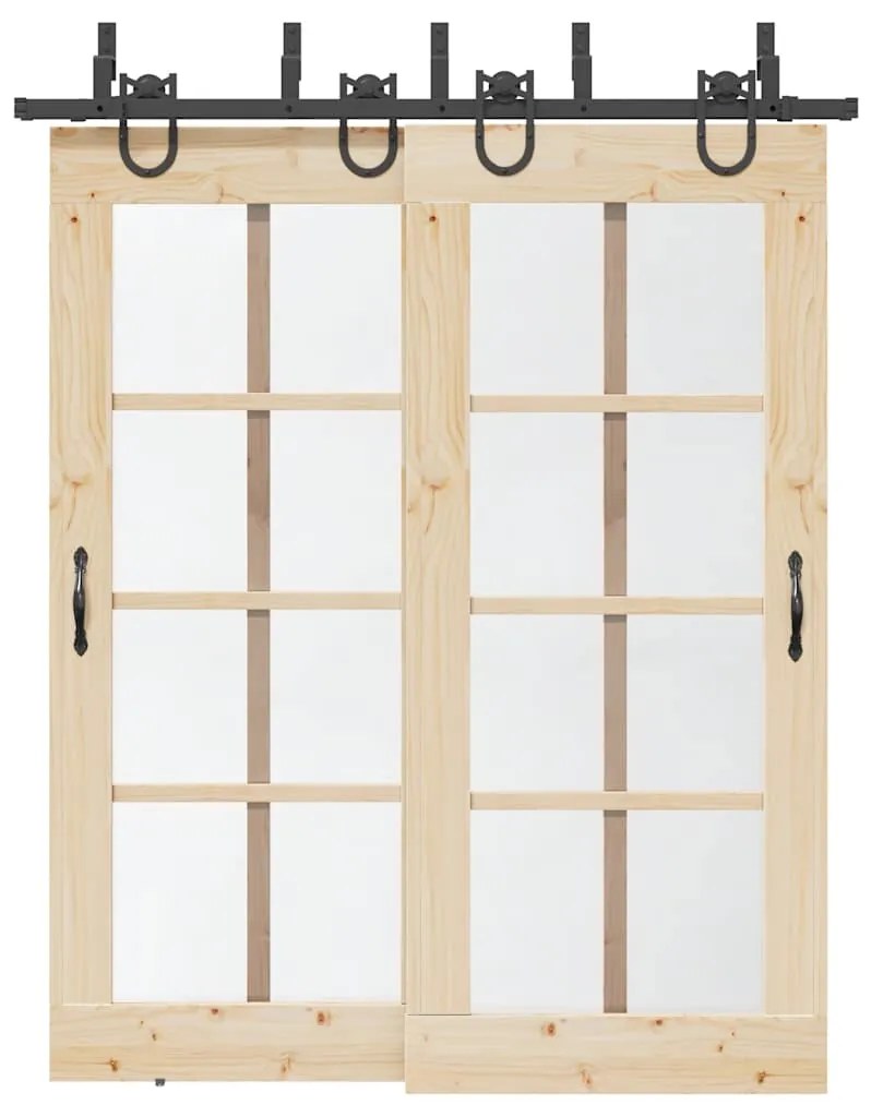 vidaXL Set feronerie pentru ușă glisantă, negru, 183 cm, oțel