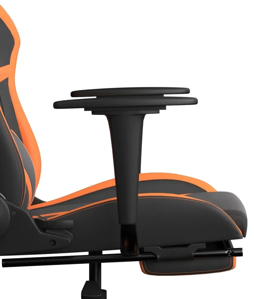 Scaun gaming masaj suport picioare, negru portocaliu, piele eco 1, Negru si portocaliu, Cu suport de picioare