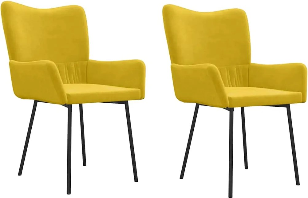 vidaXL Scaune de bucătărie, 2 buc., galben, catifea
