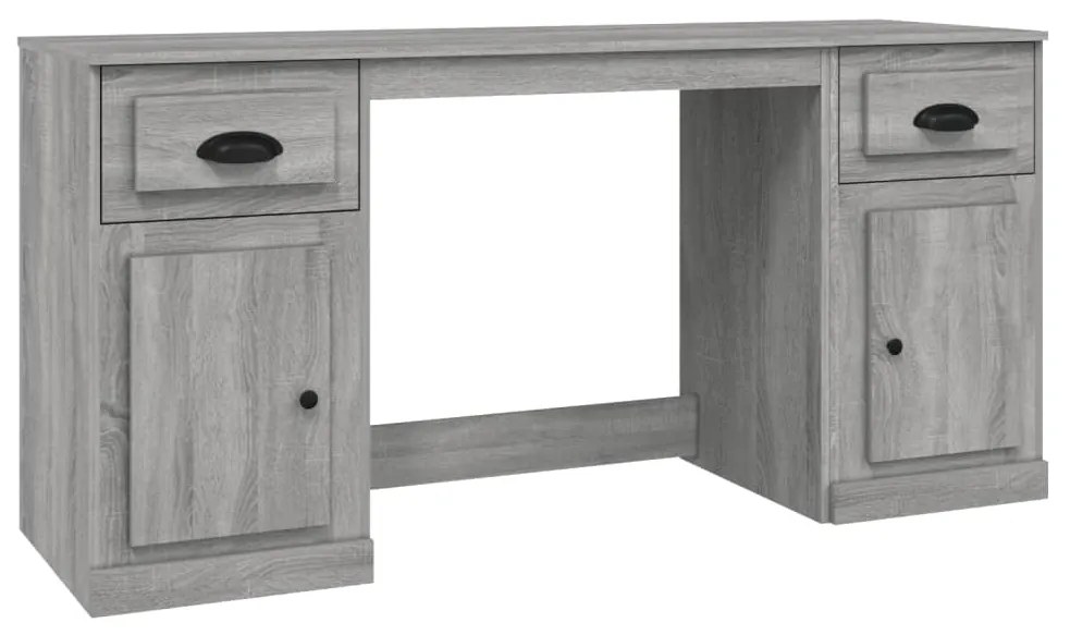 vidaXL Birou cu dulap, gri sonoma, lemn prelucrat