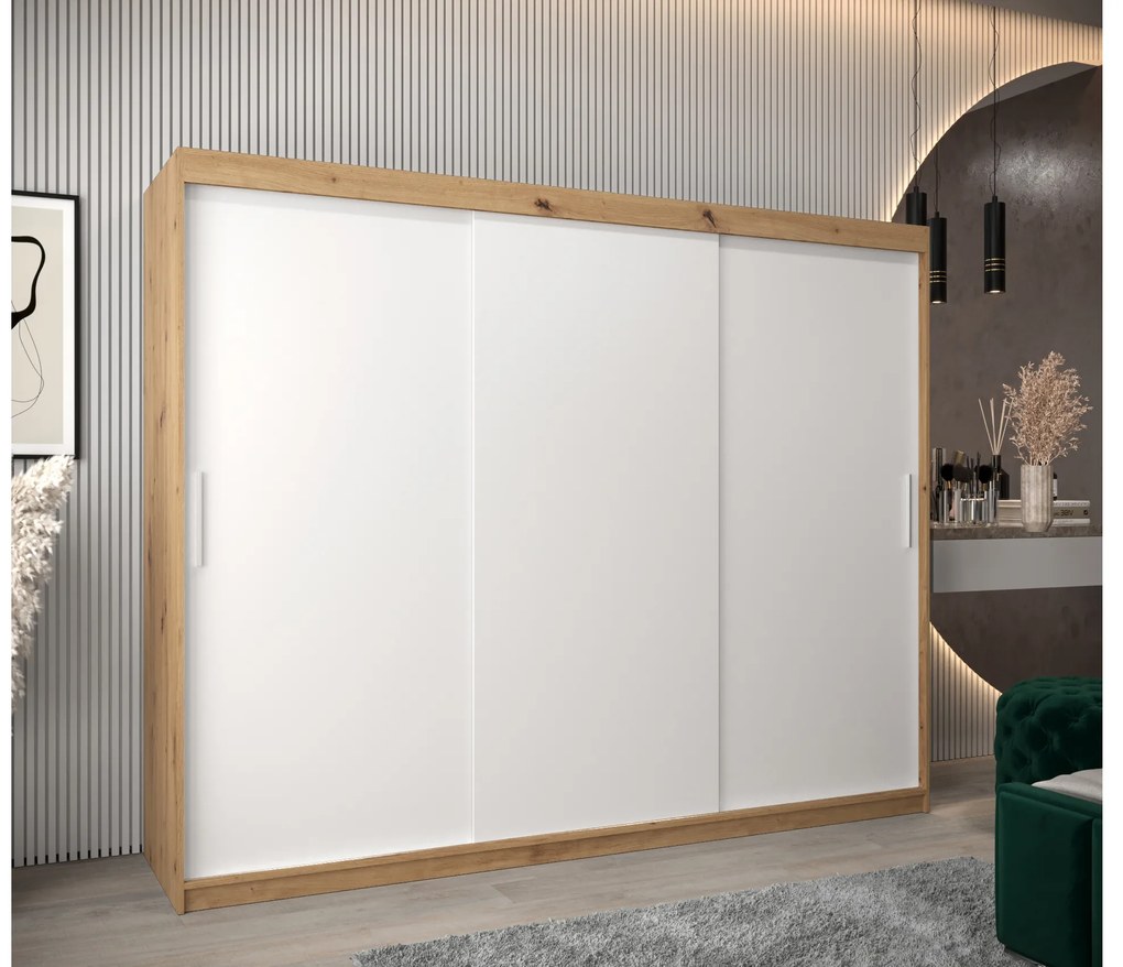 Dulap de haine 250 cm Toki (stejar artisan + alb mat). 1064867