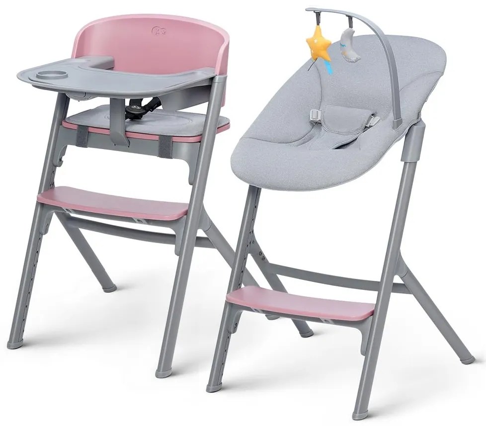 Scaun de masă pentru copii KINDERKRAFT SELECT LIVY Premium Aster pink + șezlong CALMEE