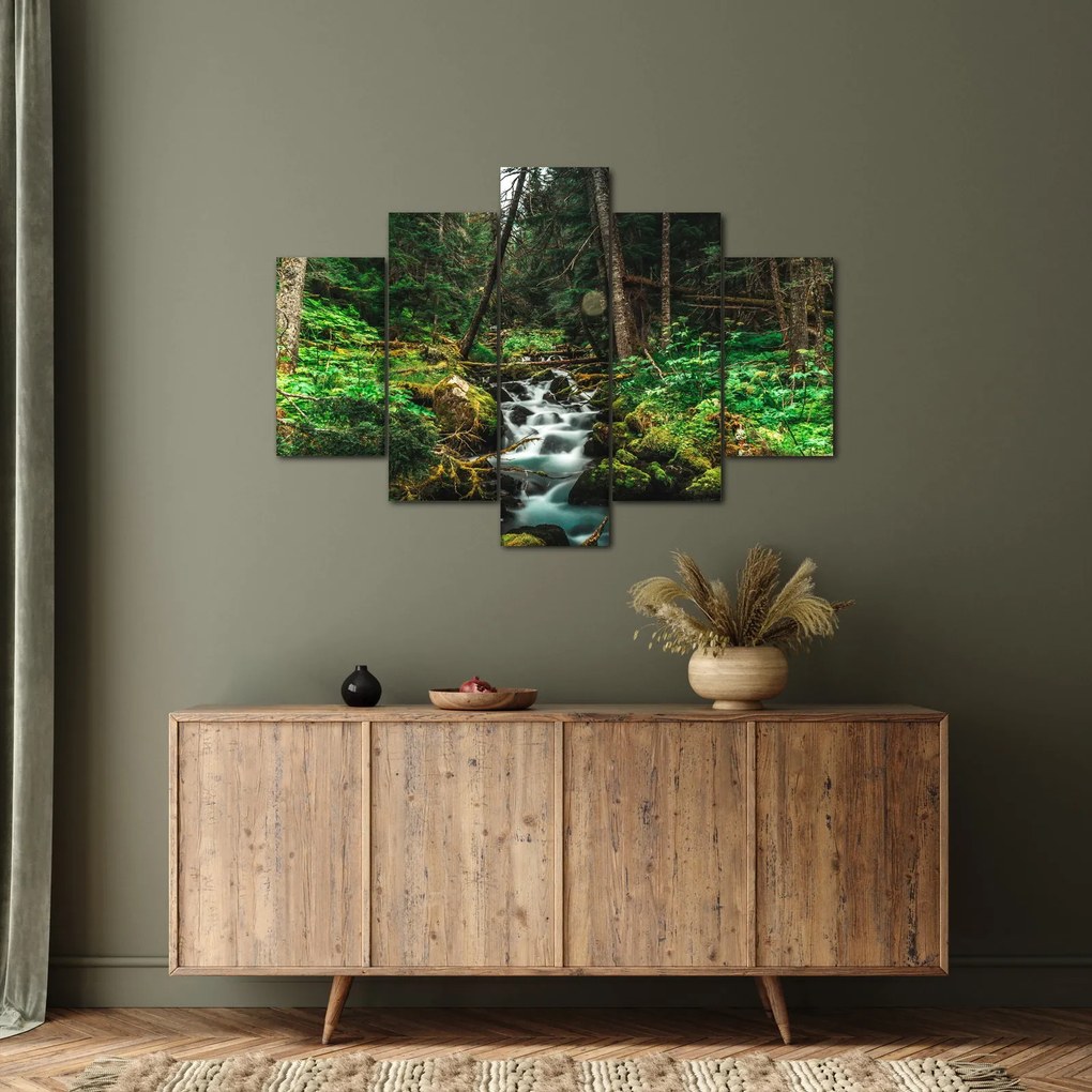 Tablou cu pârău în pădure (150x105 cm)