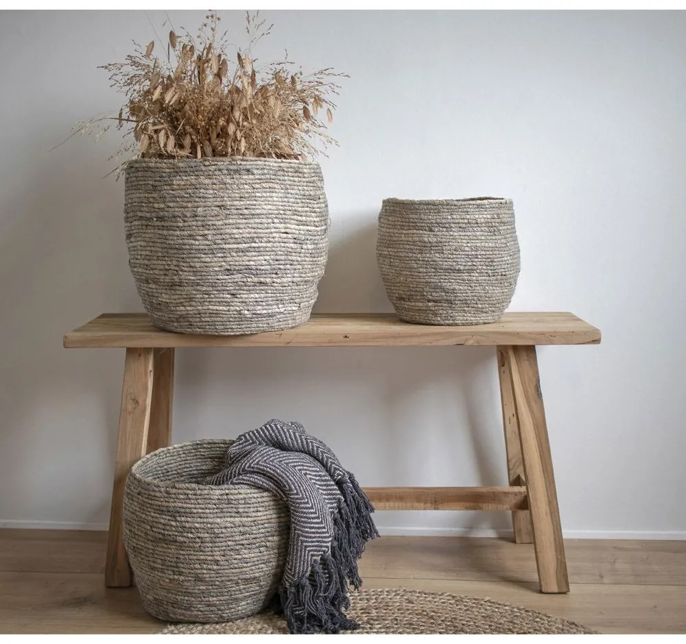 Coșuri Tivoli, frunze de porumb, gri, 3 buc