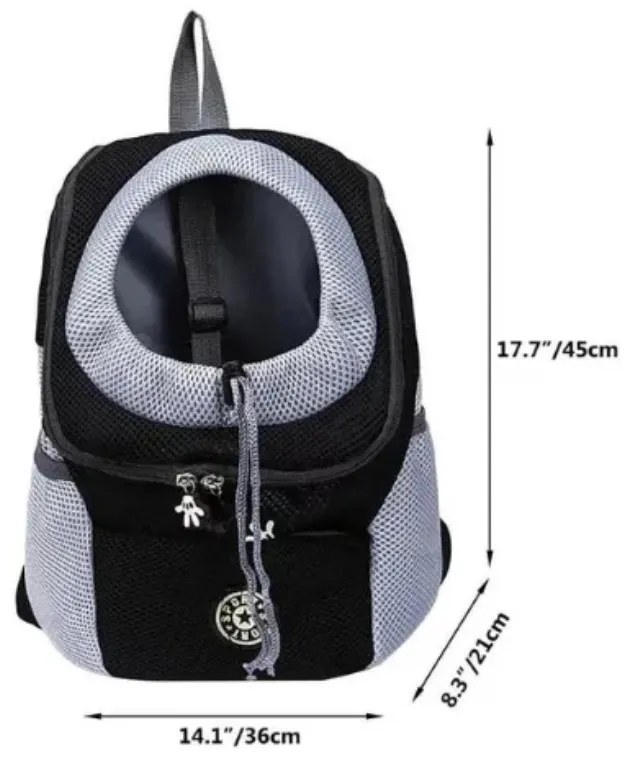 Rucsac transport animale de companie Petpouch M, Bretele reglabile, Material respirabil, Buzunare laterale, Gri