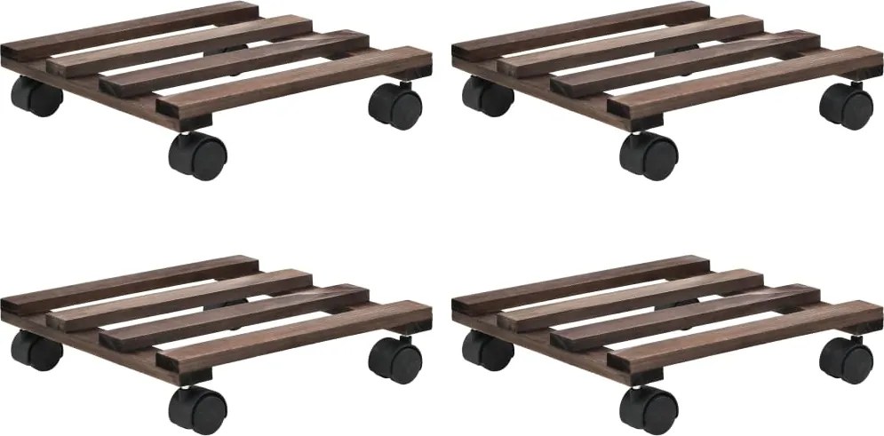 vidaXL Suport cu role pentru plante, 4 buc., 25x25 cm, lemn de cedru