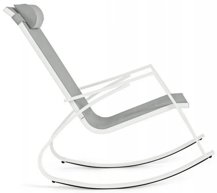Scaun balansoar pentru gradina gri/alb din metal si textilena, 60,5 cm, Demid Bizzotto