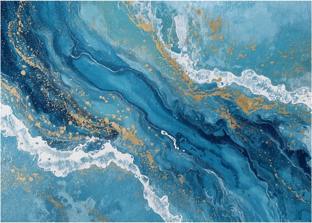 Tablou pe sticlă - Marmură bleu cu aur II. (70x50 cm)