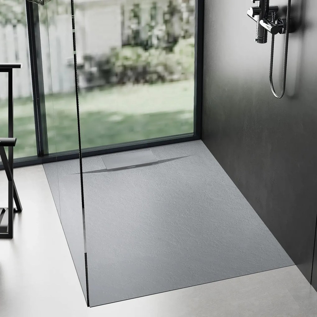 Cadita de dus Rea Bazalt Grey 90x90