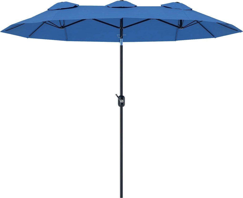 Outsunny Umbrelă de soare, umbrelă de grădină, înclinabilă, cu manivelă, capotă de ventilație, Polyester+Stahl, Marineblau, 295 x 152 cm | Aosom Romania