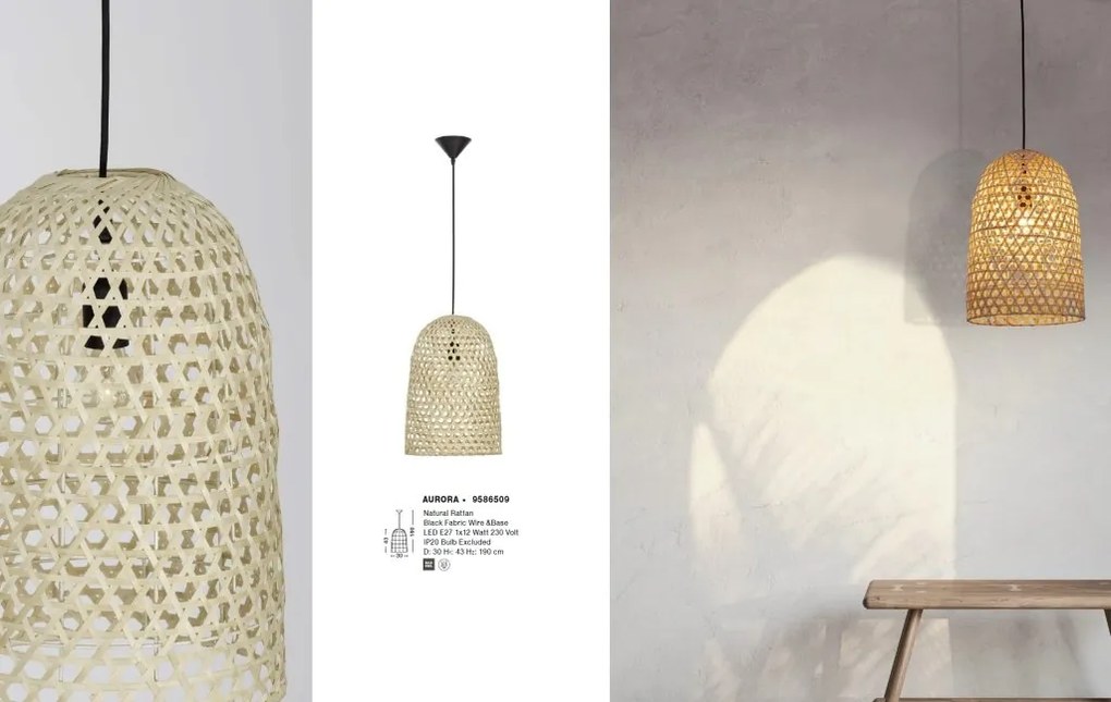 Lustra / Pendul modern design natural ratan AURORA