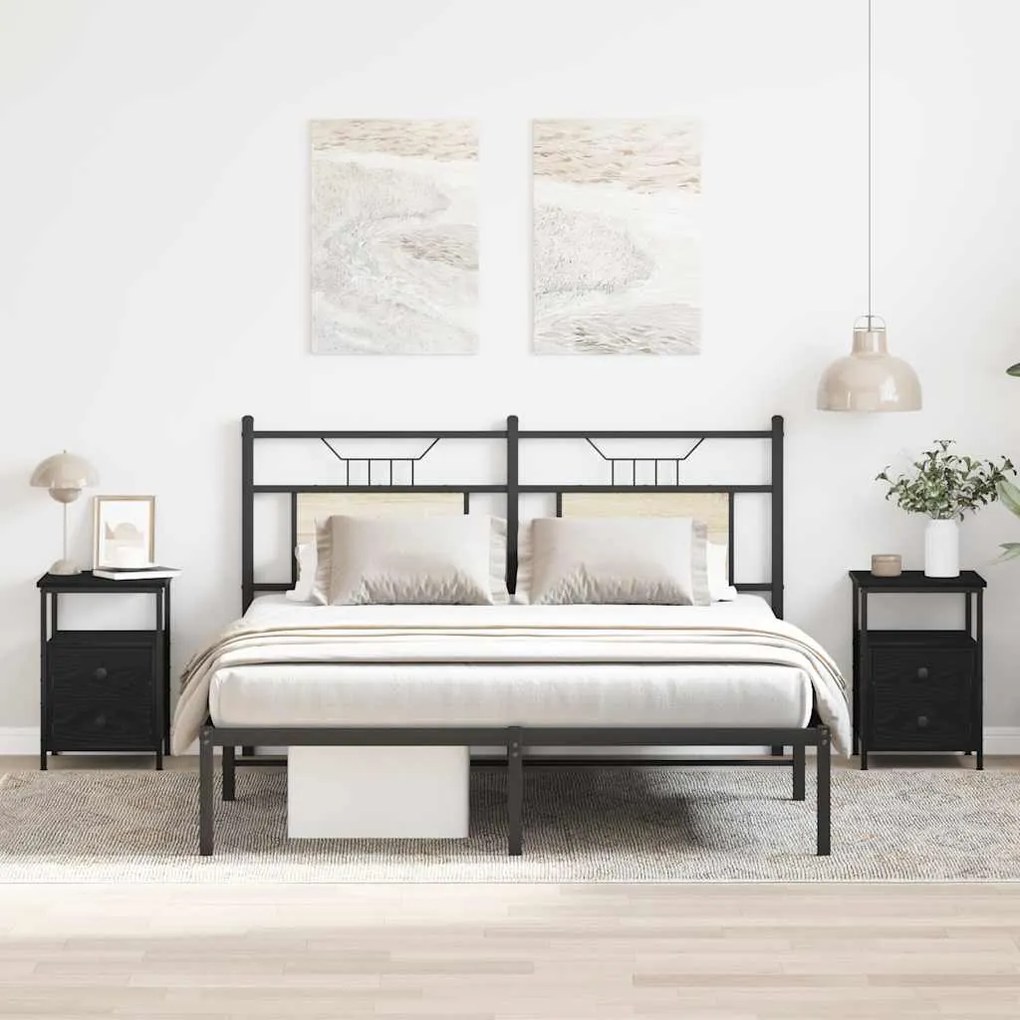 vidaXL Noptiere 2 buc. stejar negru 34x35,5x50 cm lemn stratificat