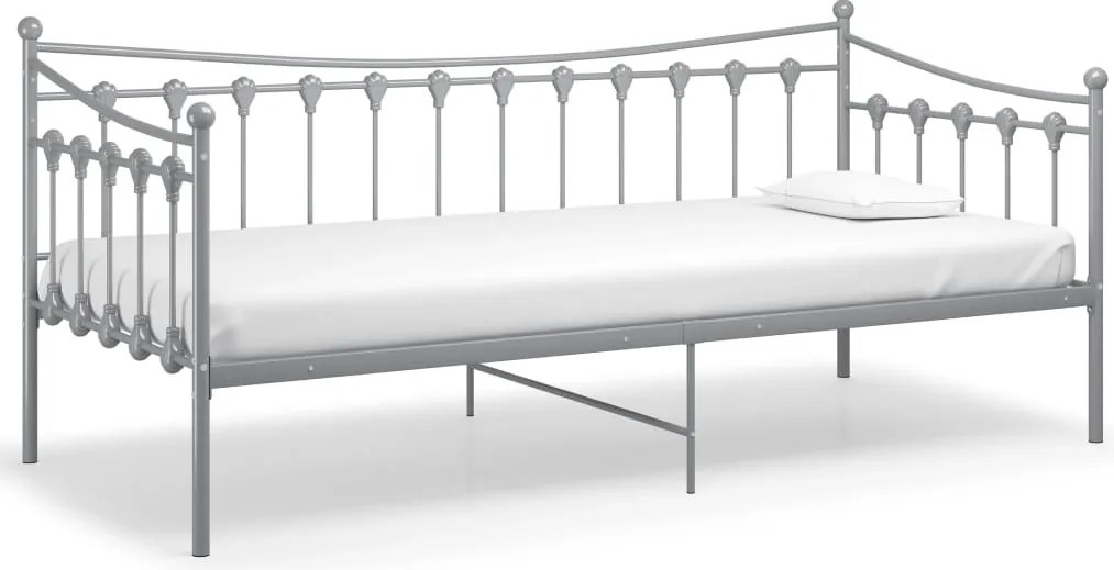 vidaXL Cadru pat canapea, gri, 90x200 cm, metal