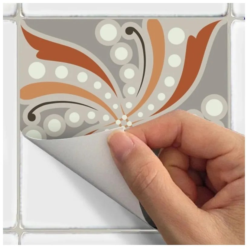 Set 30 autocolante de perete Ambiance Cement Tiles Bali, 15 x 15 cm