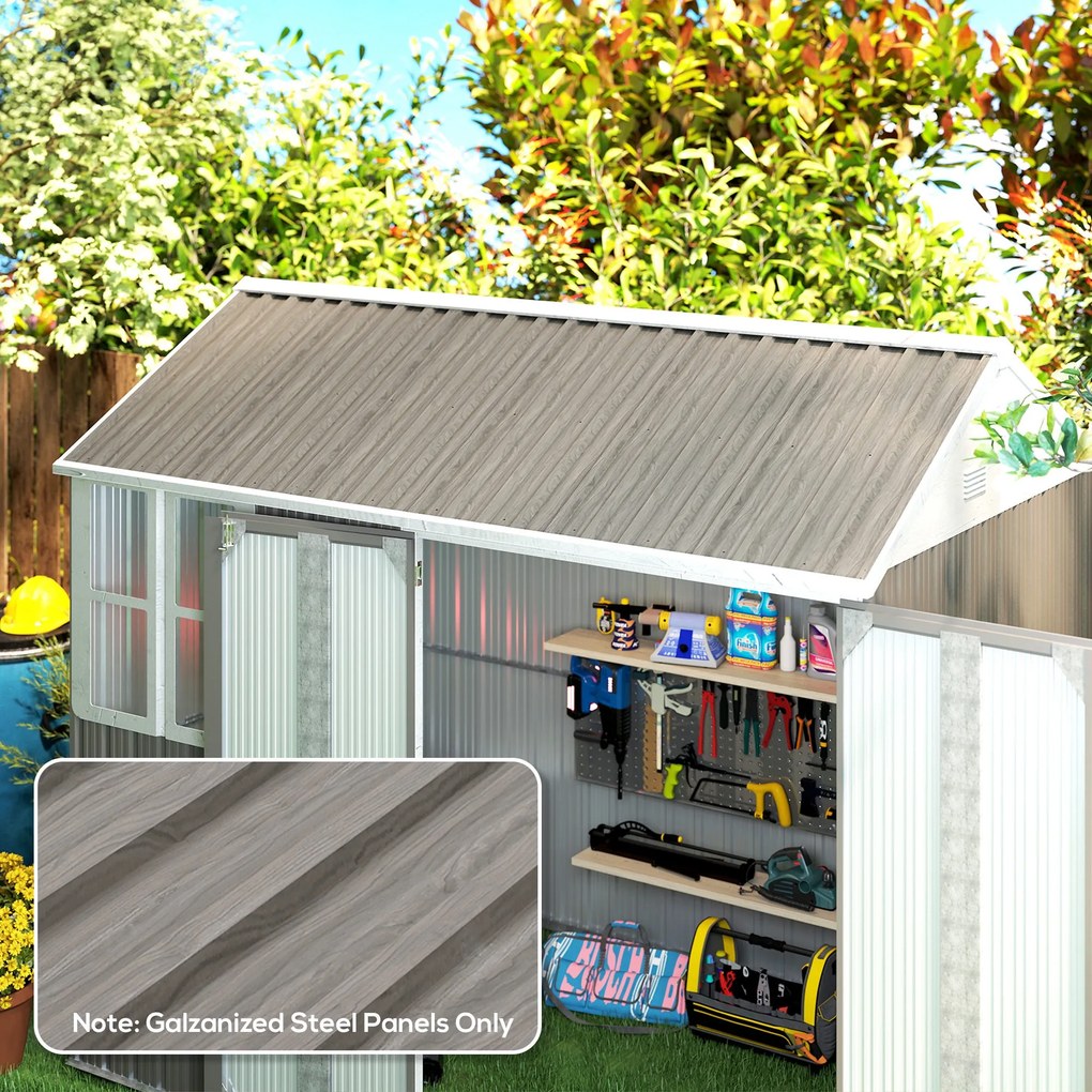 Outsunny Set 12 Panouri de Schimb 129x45 cm pentru Căsuțe de Grădină din Oțel Galvanizat Gri | Aosom Romania