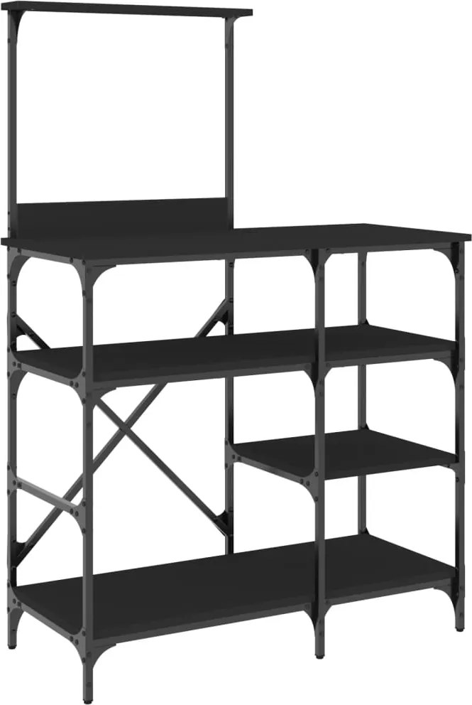vidaXL Raft pentru brutărie negru 90x40x132 cm lemn și metal prelucrat