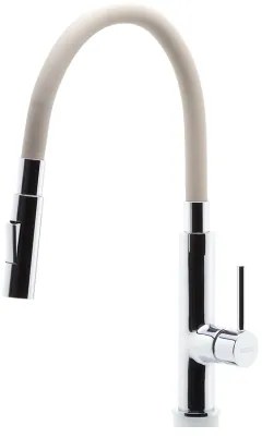 Baterie de chiuvetă cu pipă flexibilă FERRO crom lucios/bej