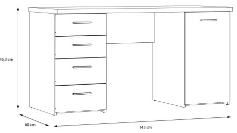Birou ARENO alb/stejar sonoma