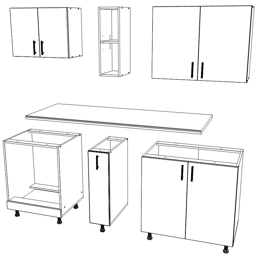 Set Bucatarie Karo V7, Stejar Sonoma Inchis/Alb, Blat Thermo 28 mm, L 160 cm