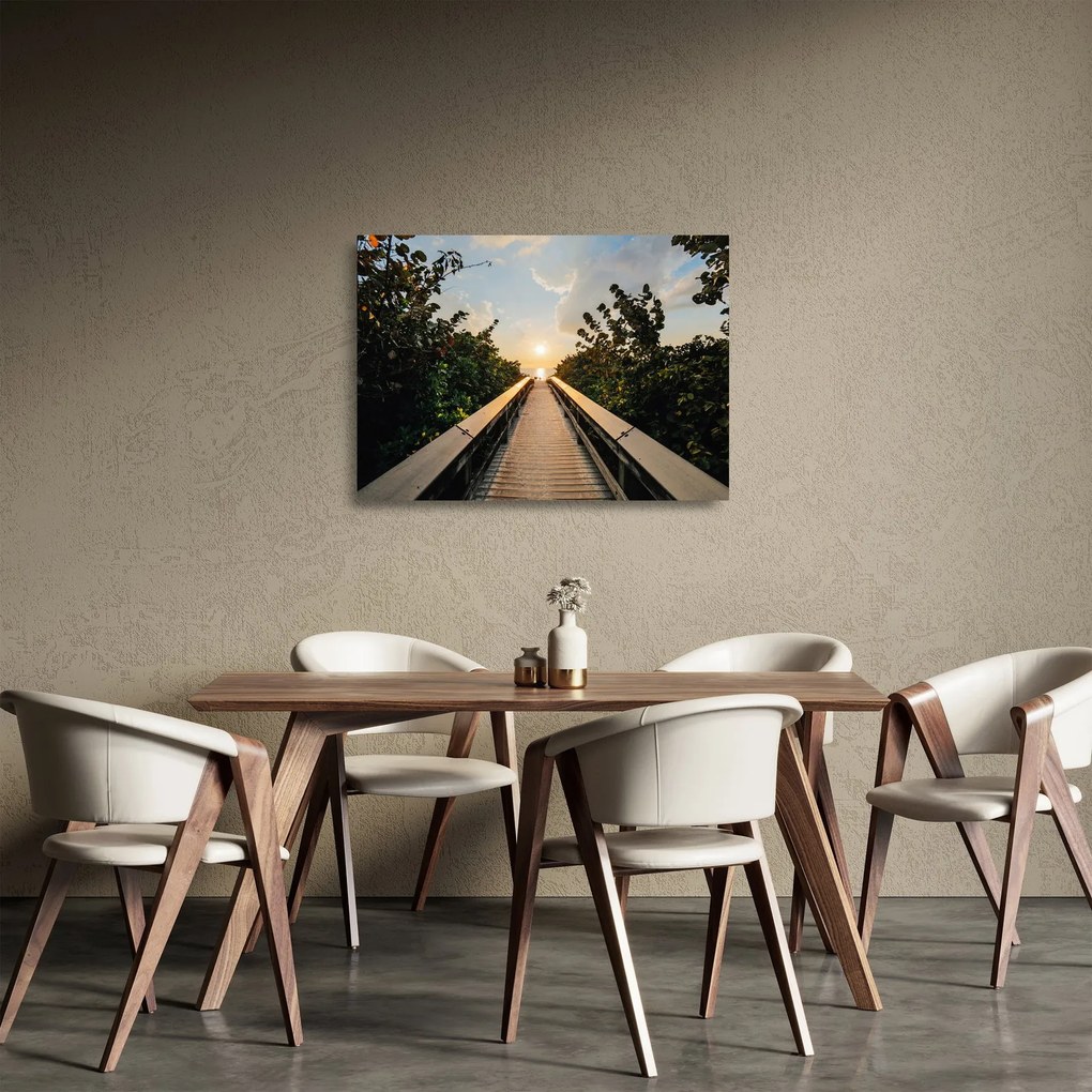 Tablou pe sticlă - drum spre soare (70x50 cm)