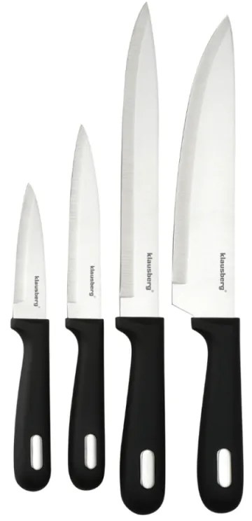 Klausberg KB 7980 set cuțit și placă de tăiat, 8 piese, Oțel inoxidabil, Suport, Negru/inox