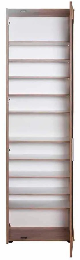 Pantofar Adore Porto XL, 2 usi reversibile cu oglinda, 11 rafturi, capacitate 30-34 perechi, Natur, 60 x 212 x 35 cm
