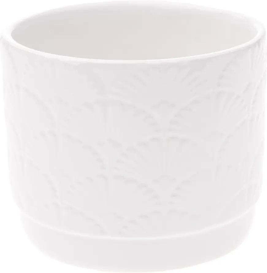 Recipient ceramic ghiveci Shells, alb, 10,5x 8,5 x 8 cm