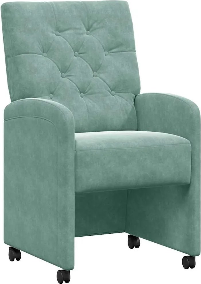 vidaXL Scaune de dining cu roți 2 pcs verde-albăstriu 58 x 67 x 97 cm