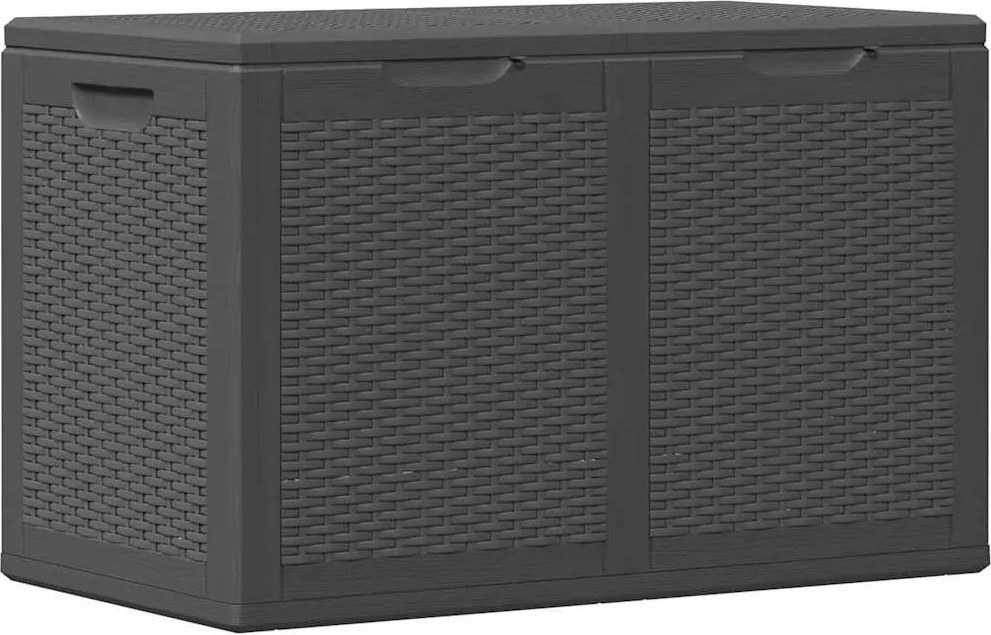 vidaXL Cutie de depozitare pentru grădină, negru, 180L, PP ratan
