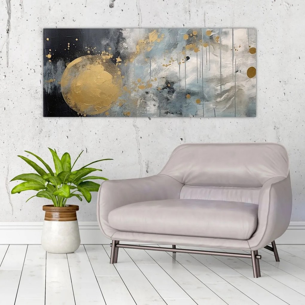 Tablou - Abstracție cu minge de aur (120x50 cm)