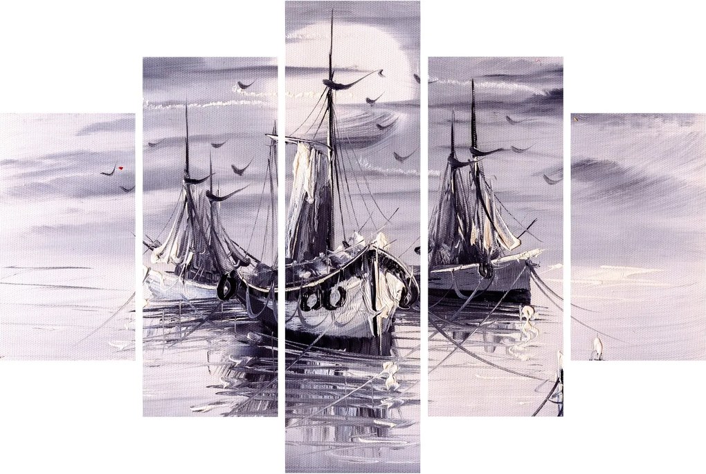 Tablou - Port marin, pictură în ulei (150x105 cm)