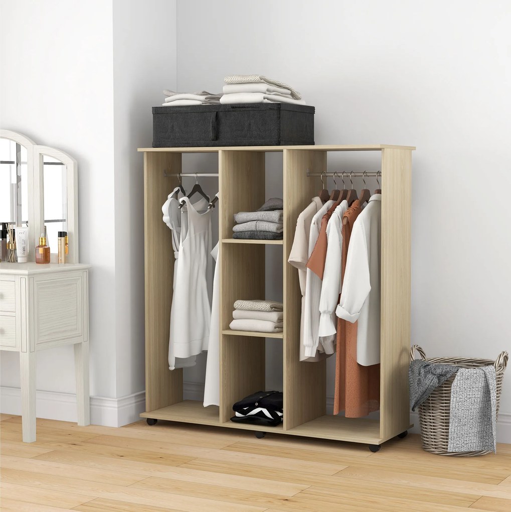 HOMCOM Dulap cu 5 Rafturi și 6 Roți, 120x40x128 cm, Negru | Aosom Romania