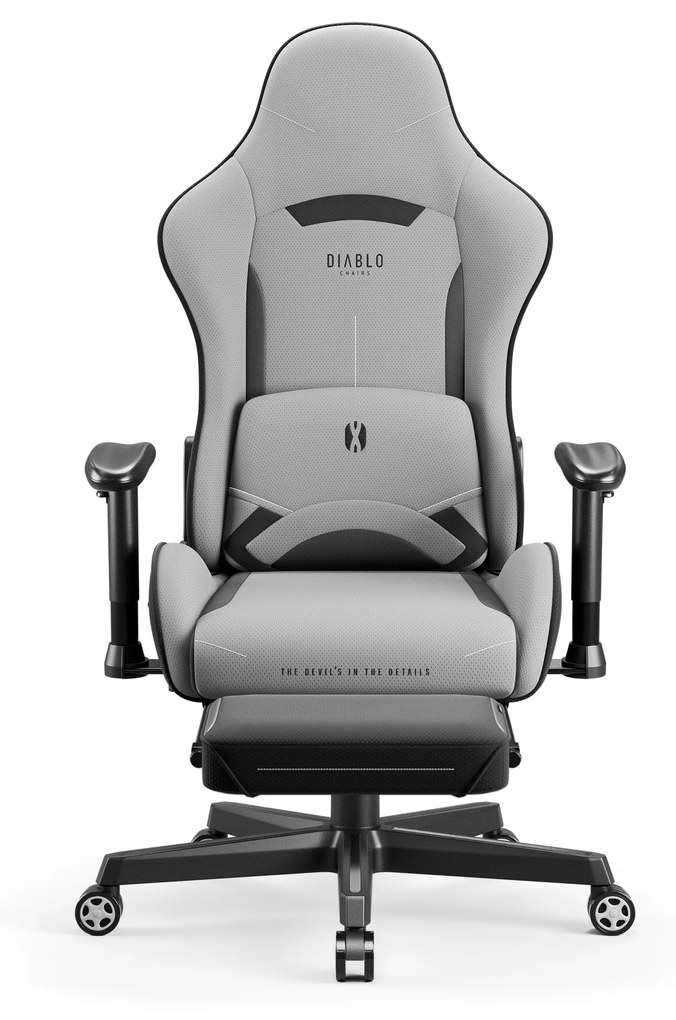 Scaun gaming Diablo X-Starter din țesătură gri