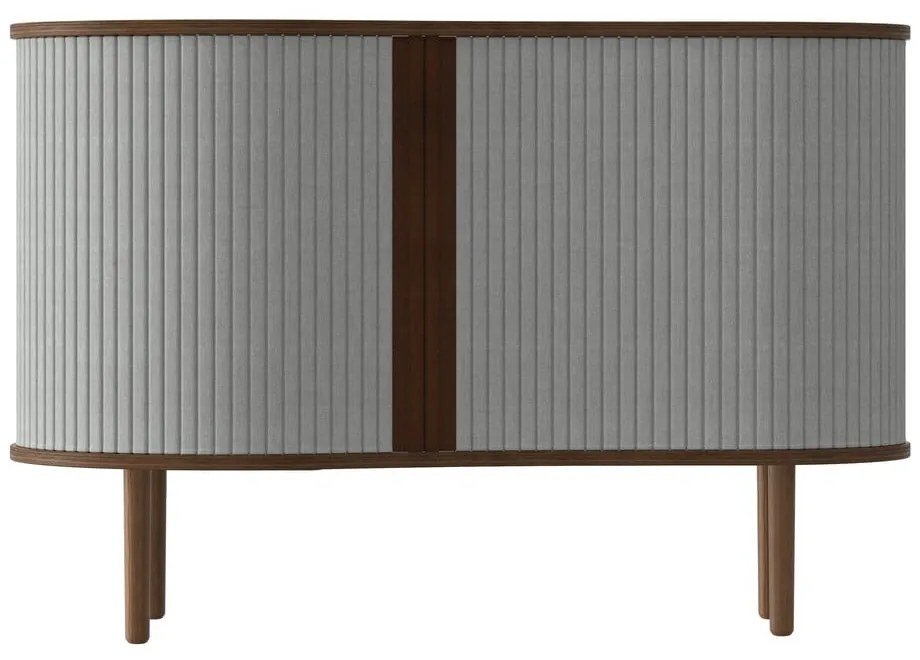 Comodă gri/maro joasă cu aspect de lemn de stejar cu ușă glisantă 100x67 cm Audacious – UMAGE