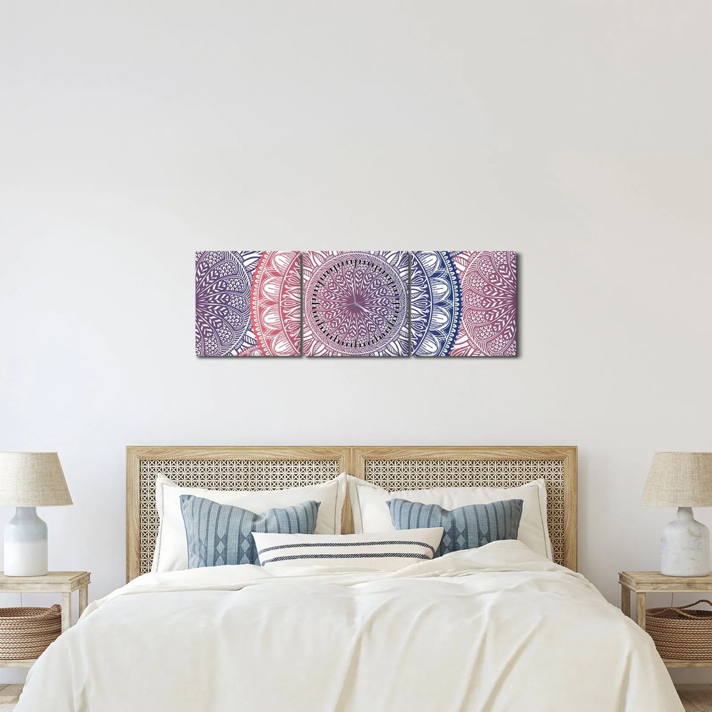 Tablou din mandale (cu ceas) (90x30 cm)