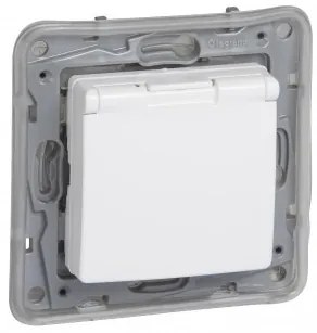 Priza simpla cu capac, 16A, IP44, alba, Legrand Niloe