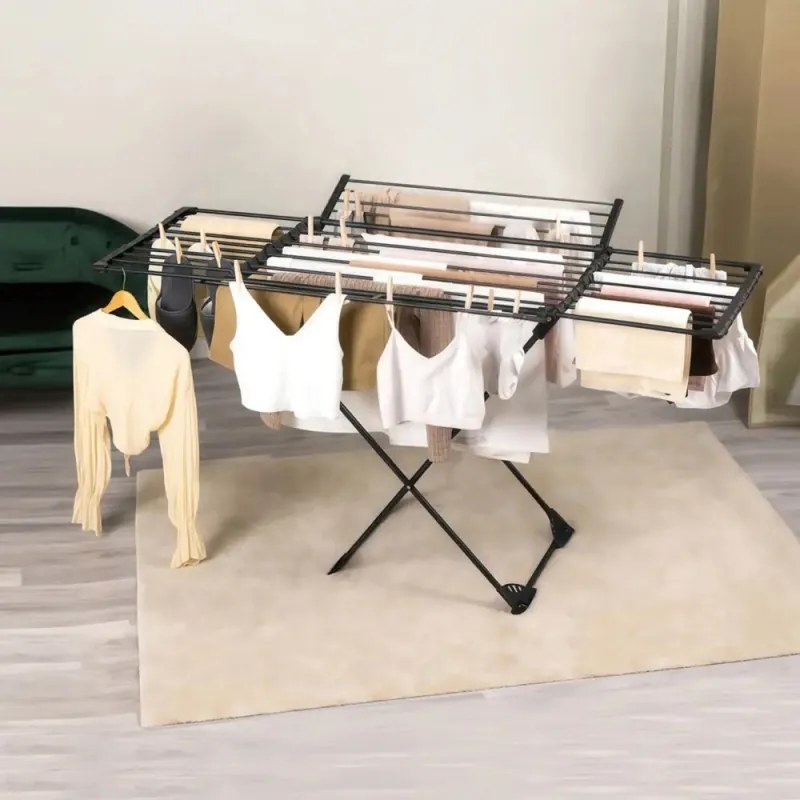 Uscător de haine KH 2043, 27 m, până la 20 kg, pliabil, oțel, negru
