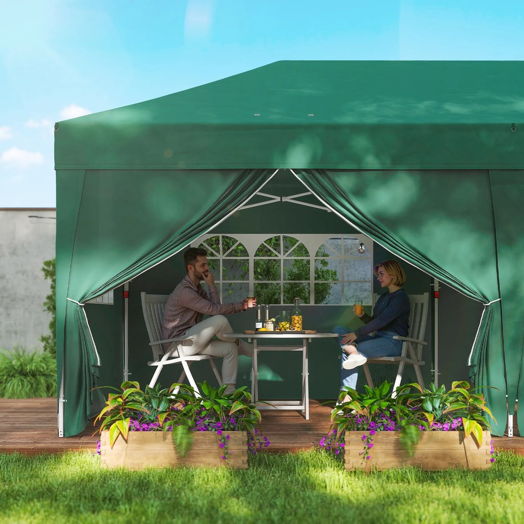 Outsunny Pavilion aprox. 6x3 m Stabil Rezistent la iarnă Pop-up Pavilon pliabil cu fereastră Ușă cu fermoar Panouri laterale Protecție UV | Aosom Romania