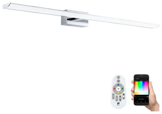 Aplică LED RGBW dimabilă pentru baie Eglo 33768 TABIANO-C LED/21W/230V 90,5cm IP44 + telecomandă